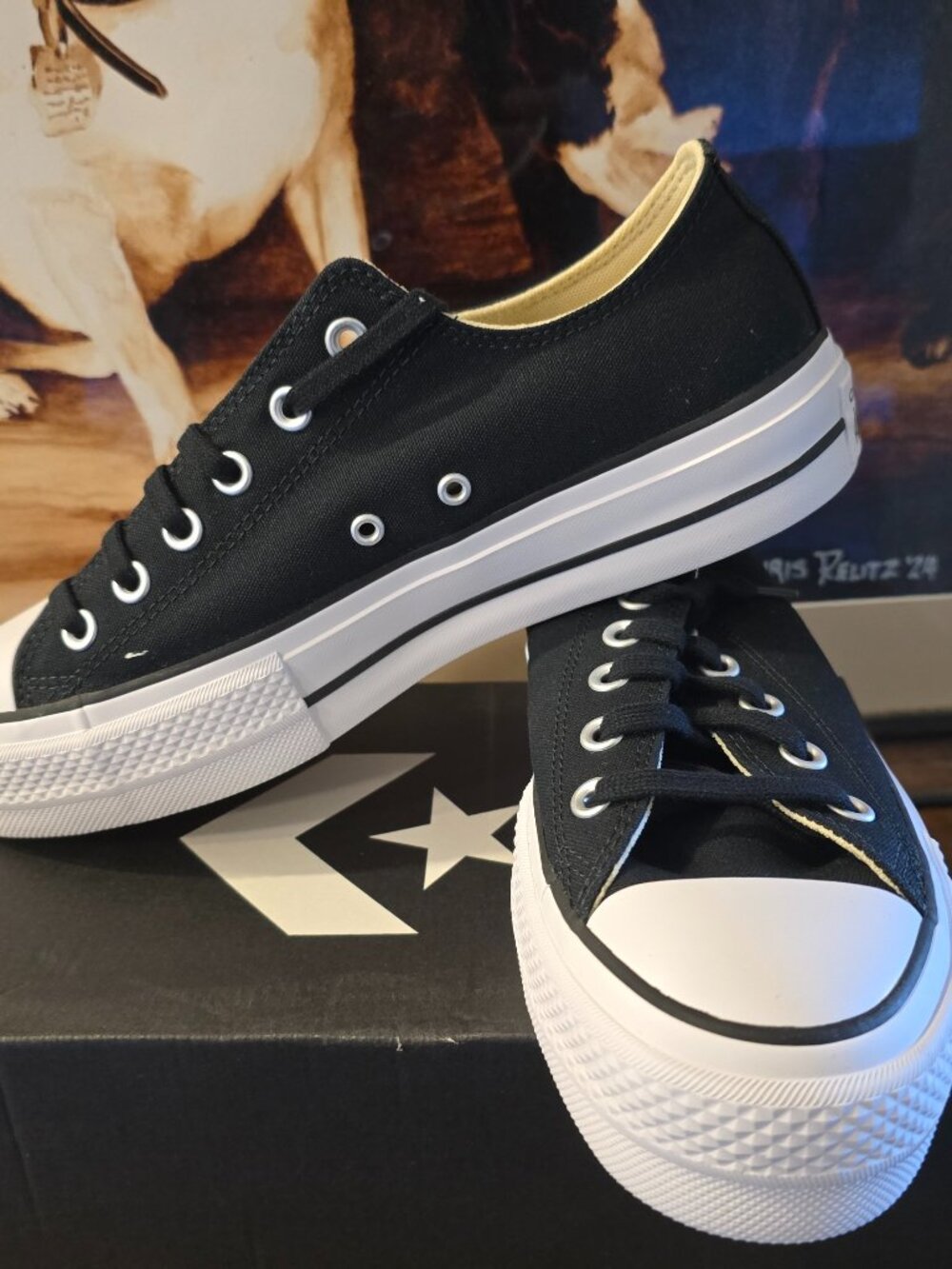 Converse Chuck Taylor All Star Lift Ox Black White Platform W 9 560250C NEW